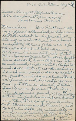 Eugene A. Richardson autograph letter signed to Sacco-Vanzetti Defense Committee, [Long Beach. Calif.], August 4, 1927