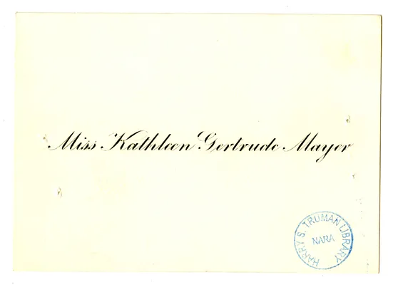 Wedding Gift Card from the Kathleen Mayer and the Mayer Family
