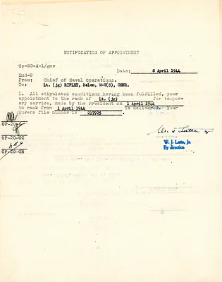 Notification of appointment, Helen Ripley, Abbot Academy, class of 1930