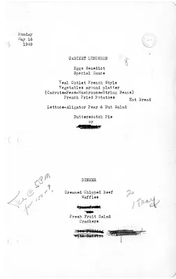 White House Luncheon and Dinner Menu