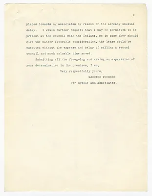 Copy of a Letter from Maurice Wormser to President Theodore Roosevelt