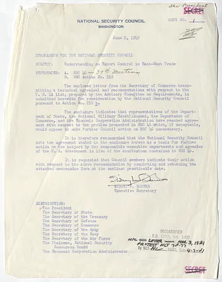 Memorandum from Sidney Souers to the National Security Council