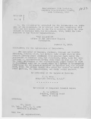 Bulletin Number 51 from Colonel H. S. Hawkins