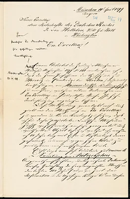 Weiss, Edmund autograph letter signed to Hugo Münsterberg, Munich, 10 April 1899