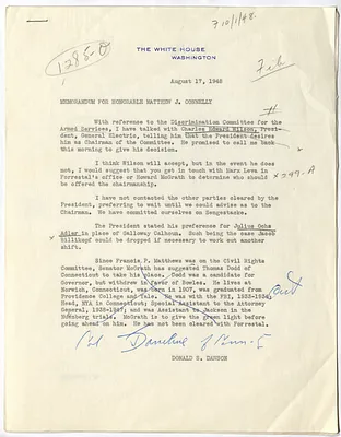 Memorandum from Donald Dawson to Matthew Connelly