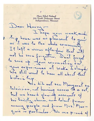 Letter from Mary Ethel Noland to Harry S. Truman