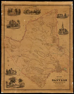 Map of the town of Danvers Massachusetts