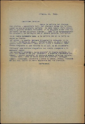 Bartolomeo Vanzetti typed letter (copy) to Luigia Vanzetti, [Charlestown], 24 October 1926