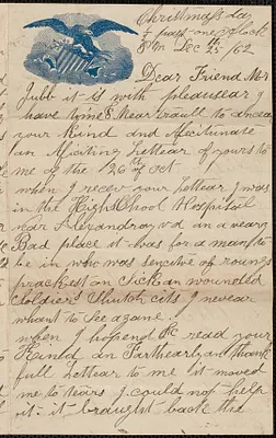Letter from [George Curtis] to Thomas Jubb, December 25, 1862
