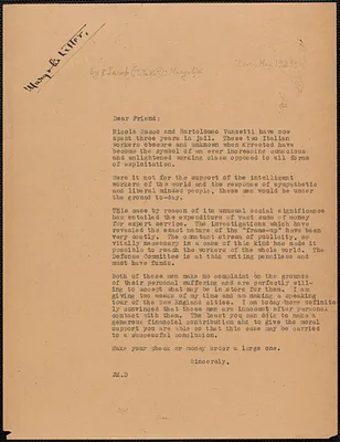 [Jacob Margolis] typed letter (copy, circular), Boston, Mass., approximately [May 1923]