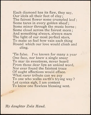 [Victoria Woodhull Martin]: ["My daughter Zula Maud"], [approximately 1884-1927]