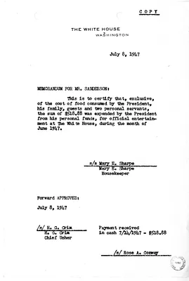 Memorandum from Mary E. Sharpe to Mr. Sanderson
