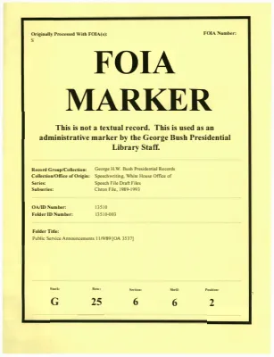 Public Service Announcements 11/9/89 [OA 3537]