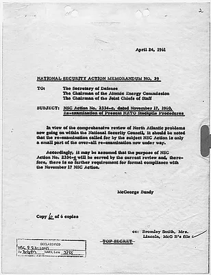 National Security Action Memorandum No. 39 Re-Examination of Present NATO Stockpile Procedures