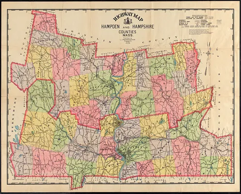 Highway map, Hampden and Hampshire counties, Mass.