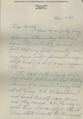 Ford, Gerald R. Letter, 12/11/1933