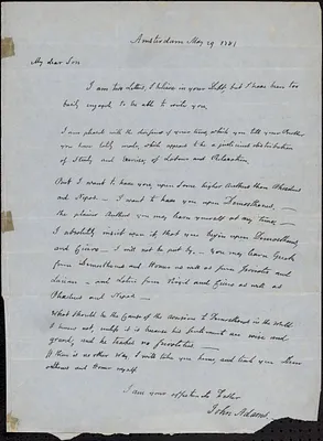Letter from John Adams, Amsterdam, to his son Thomas, 1781 May 29