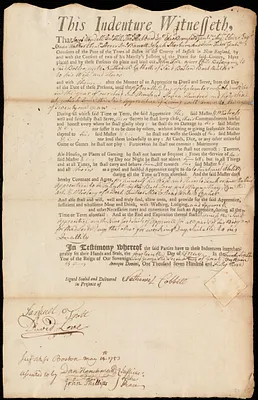 John Frie indentured to apprentice with Nathaniel Cobbett of Boston, 14 May 1753