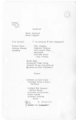 White House Luncheon and Dinner Menu