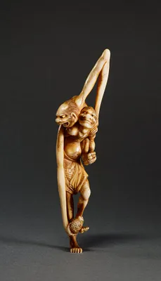 Ashinaga (""Long-legs"") and Tenaga (""Long-arms"") Catching a Fish