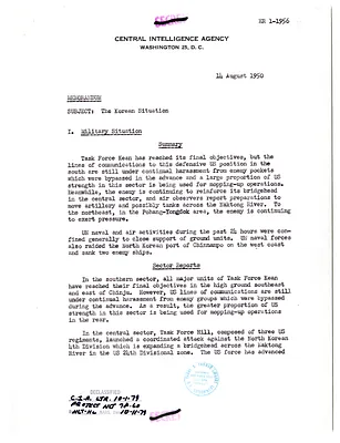 Memorandum from R. H. Hillenkoetter, Korean Situation