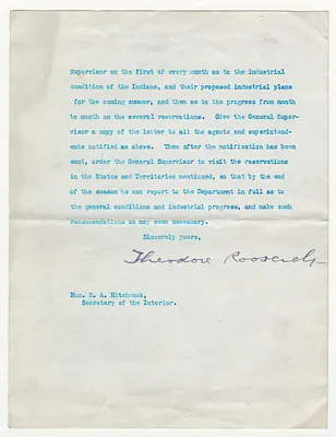 Letter from Theodore Roosevelt to E. A. Hitchcock