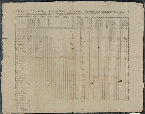 A list of the polls and estates, real and personal, of the several proprietors and inhabitants of the town of in the county of taken, pursuant to an act of the general court of this commonwealth, passed in the year of our Lord, one thousand eight hundred and one, entitled, “An act for ascertaining the rateable property within this Commonwealth," by the subscribers, assessors of the said duly elected and sworn.
