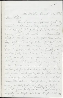 Letter from William Lloyd Garrison, Meadville, Pa, to Helen Eliza Garrison, Nov. 5, 1865