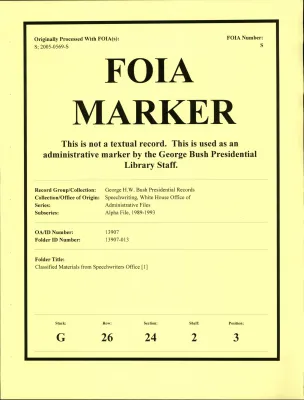 Classified Materials from Speechwriters Office [1]