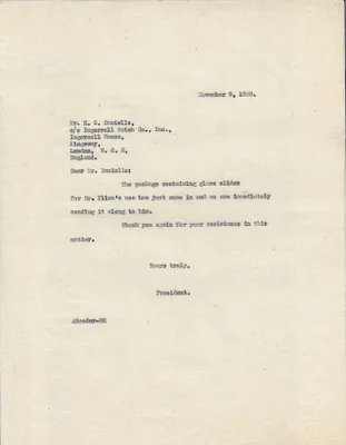 Letters Sent to E.S. Daniells, November 9, 1925