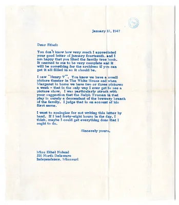 Correspondence Between Harry S. Truman and Mary Ethel Noland
