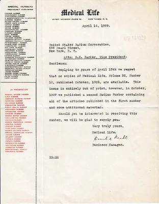 Letters Received to H.H. Barker, April 16, 1929