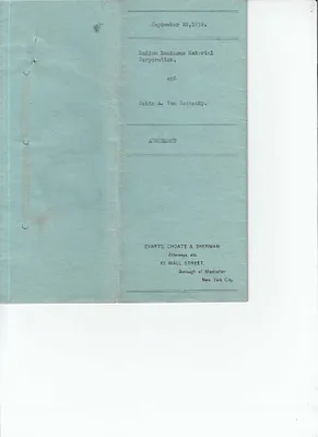 Memorandum of Agreement, September 22, 1919