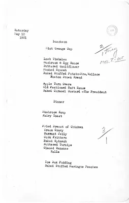 White House Luncheon and Dinner Menu