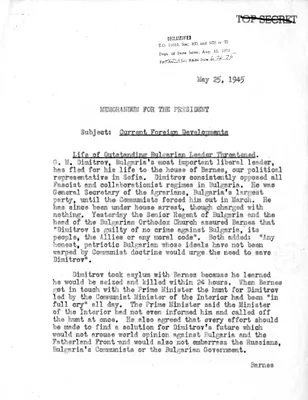 Memorandum from Acting Secretary of State Joseph Grew to President Harry S. Truman, Current Foreign Developments