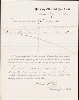 Civil War enlistment paper