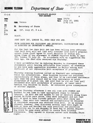 Telegram from Ambassador Henry Grady to Secretary of State Dean Acheson, Number 397