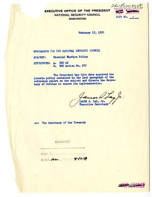 Memorandum from James Lay to the National Security Council