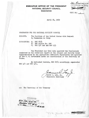 Memorandum from James S. Lay to the National Security Council