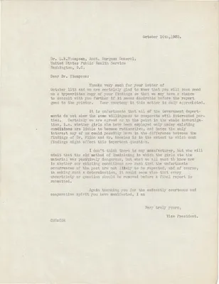 Letters Sent to Dr. L.R. Thompson, October 14, 1930