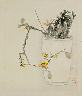 Leaf from Album Depicting Birds, Flowers, Landscapes, and Flower Pots