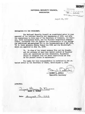 Memorandum from Sidney Souers to President Harry S. Truman