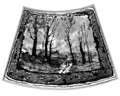 Two Figures Walking in a Wooded Landscape