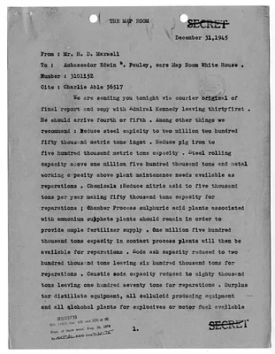 Cable from H. D. Maxwell to Edwin Pauley