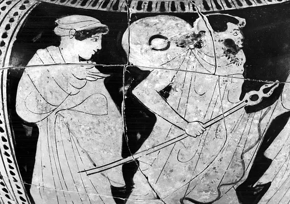 Column Krater with Hermes and the Komos