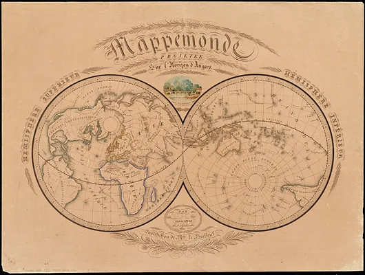 Mappemonde projetée sur l'horizon d'Angers