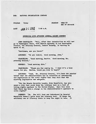 Robert F. Kennedy Today Show Interview January 30, 1962