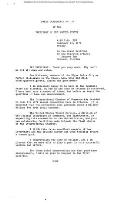 Press Conference No. 26 of the President of the United States