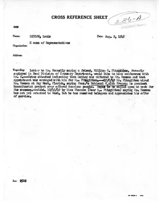 Cross Reference Memorandum