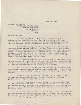 Letters Sent to Dr. Cecil K. Drinker, March 12, 1924
